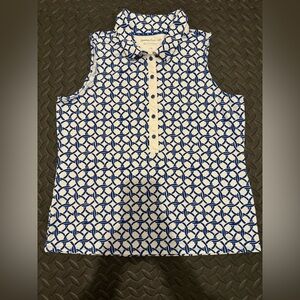 Women’s Tommy Bahama Blue and White Sleeveless Polo Shirt